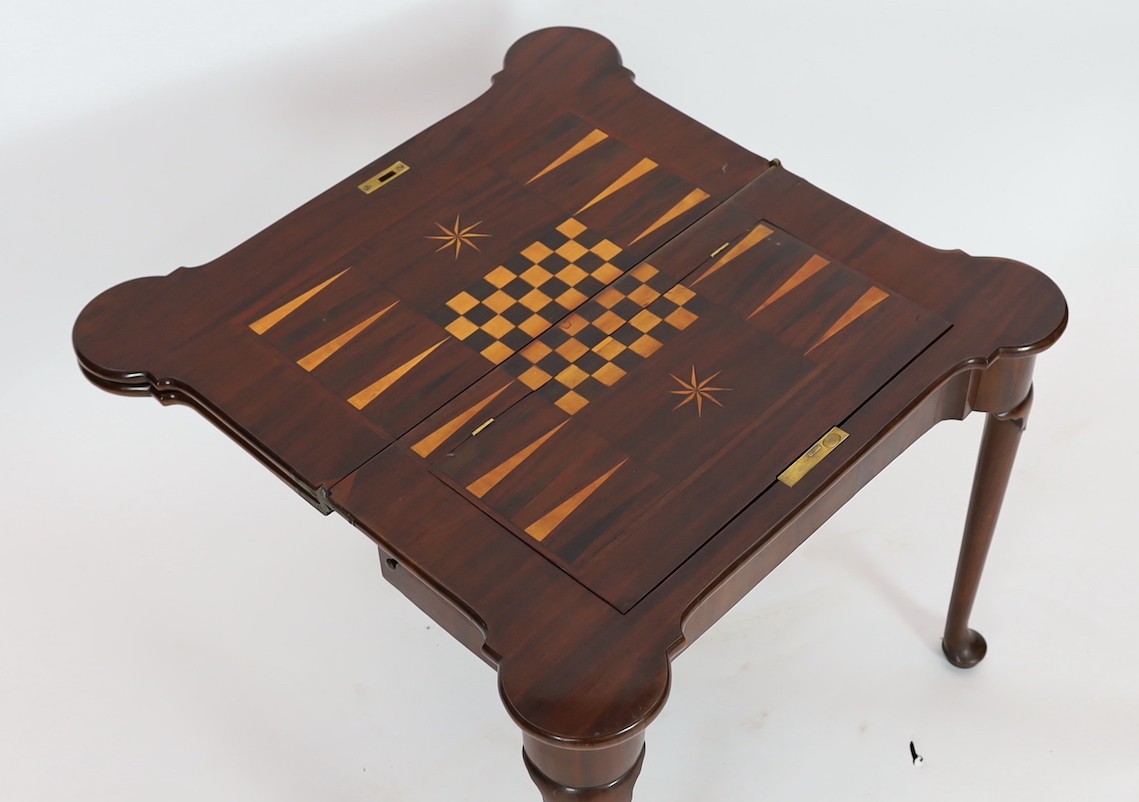 A George II mahogany games table, width 86cm, depth 43cm, height 74cm